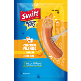 SWIFT MM CHKN FRANKS CHEESE JBO 1KG