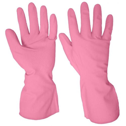 HOUSEHOLD RUBBER GLOVES MED PINK