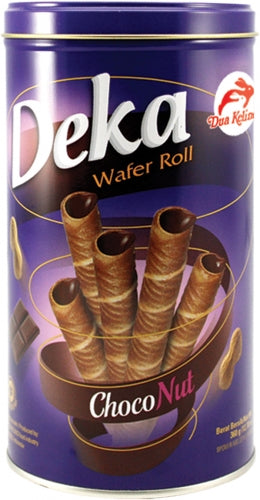 DEKA WAFER ROLL CHOCO NUT 300G TIN CAN