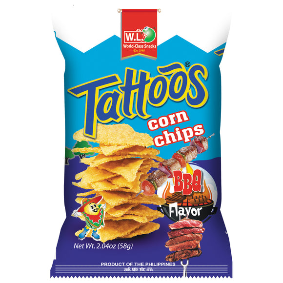 TATTOOS CORN CHIPS BBQ 58G