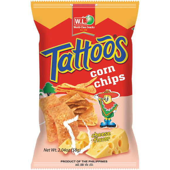 TATTOOS CORN CHIPS CHEESE 58G