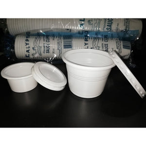 PLASTIC SAUCE CUP W/COVER 50`S